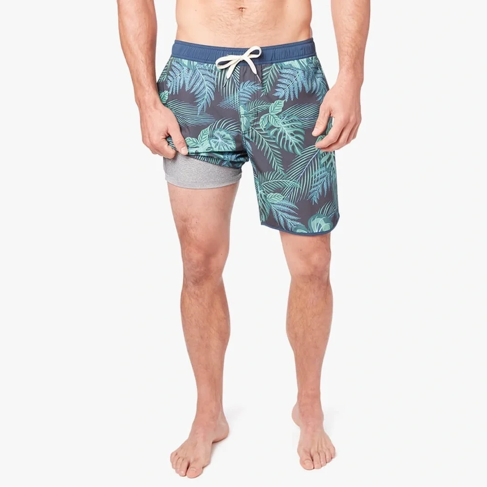 Fair Harbor Swim Trunks Mens XL The Anchor Navy Evergreen Suit Tropical Lined
